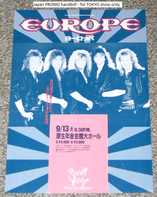 Japan 1986 Tour Handbill No2